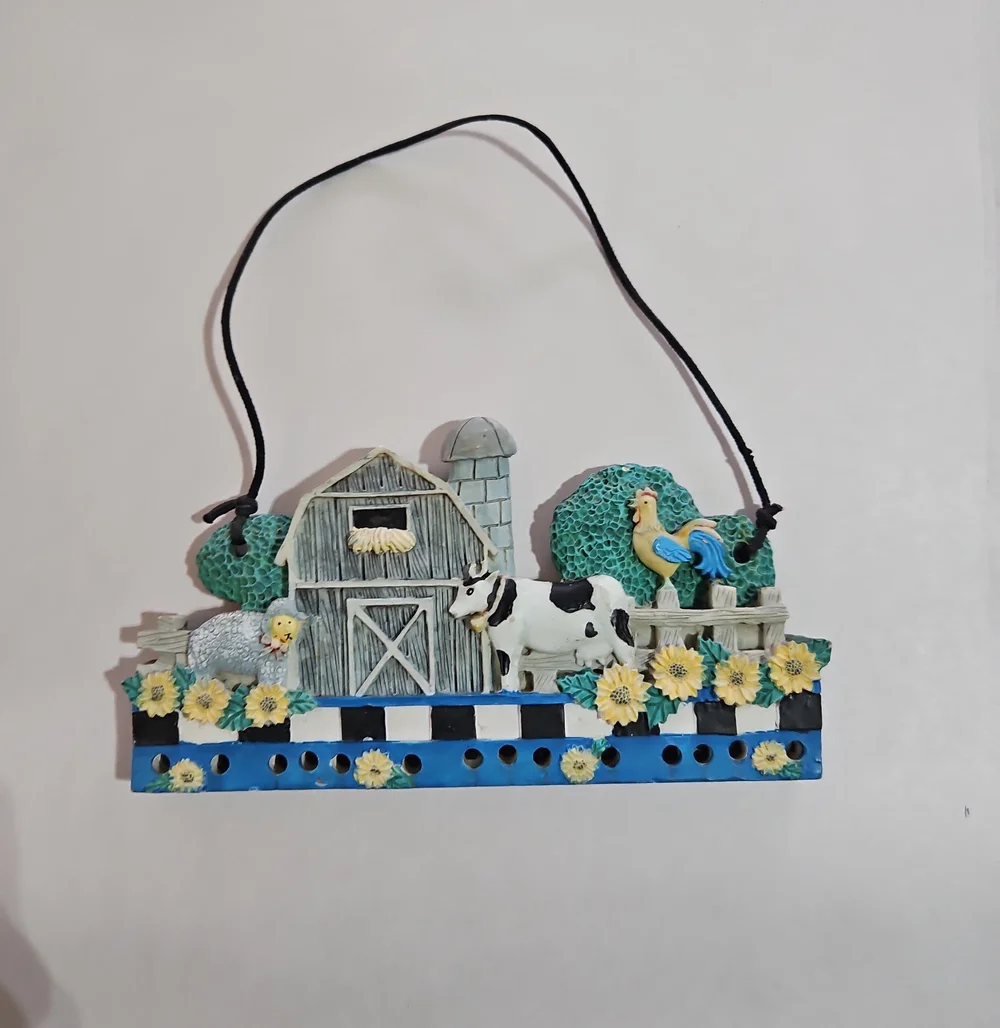 Farmhouse Barn Wall Hanging in Blue, White and Green